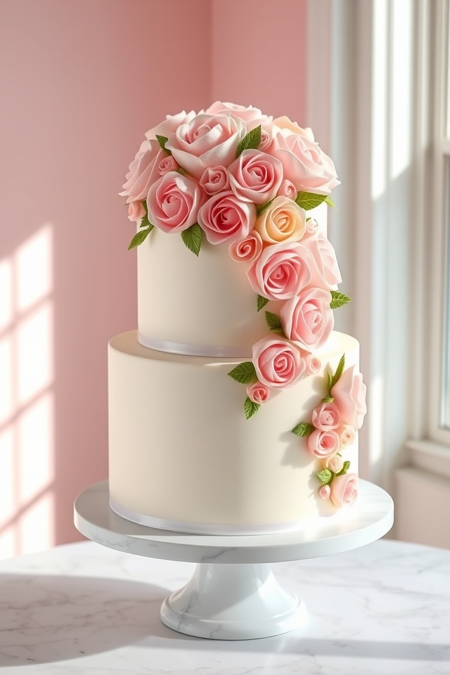 elegant buttercream rose bouquet
