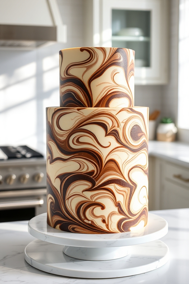 elegant marbled cake technique