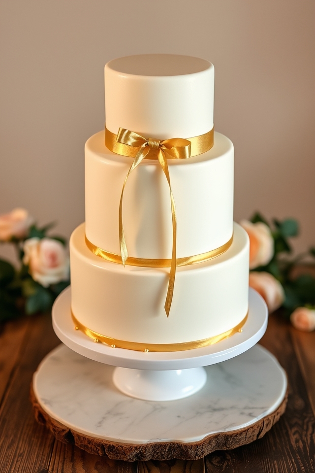 elegant metallic ribbon accents