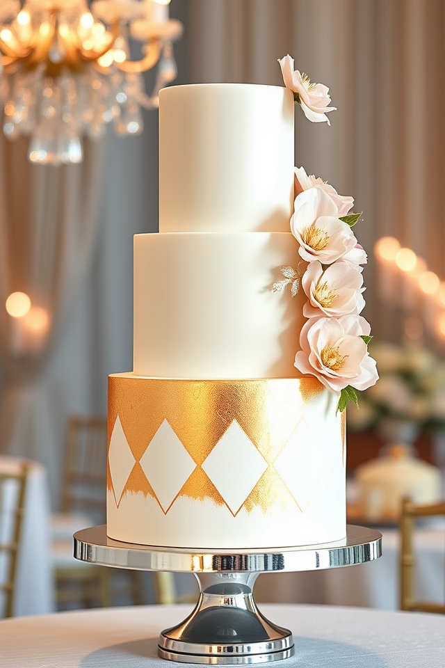 elegant metallic wedding cakes