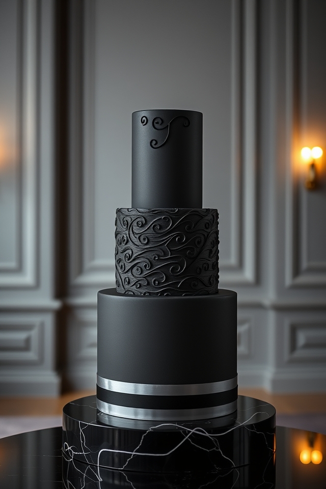 elegant monochrome wedding cakes