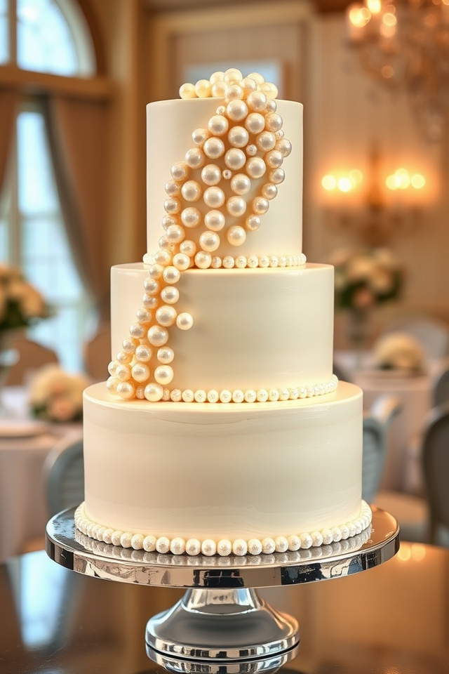 elegant pearl cake accents
