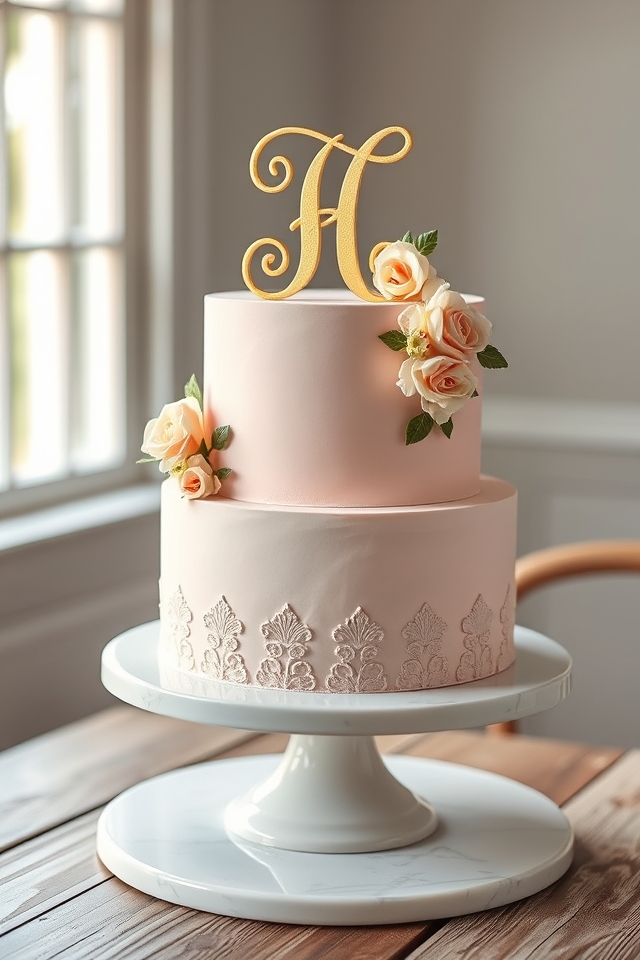 elegant personalized monogram cake