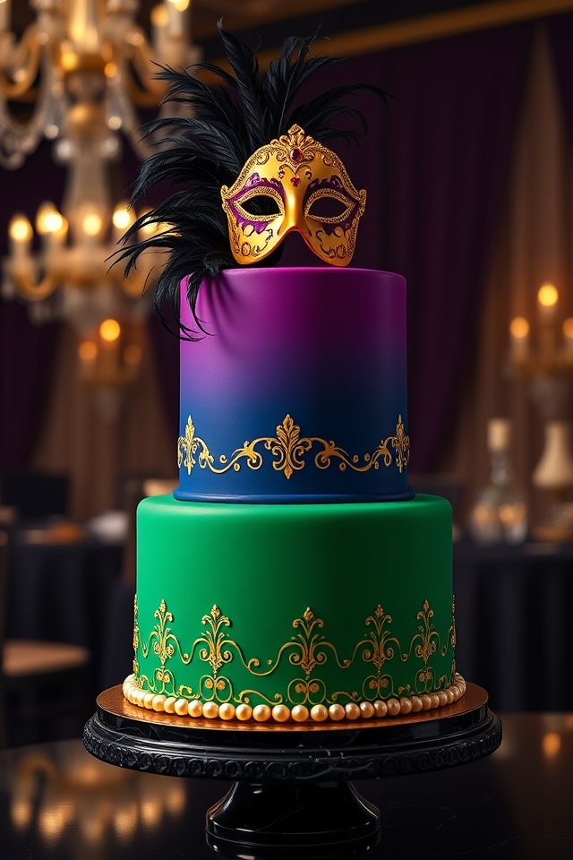 elegant venetian mask cake