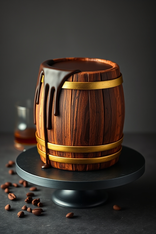 elegant whiskey barrel cake