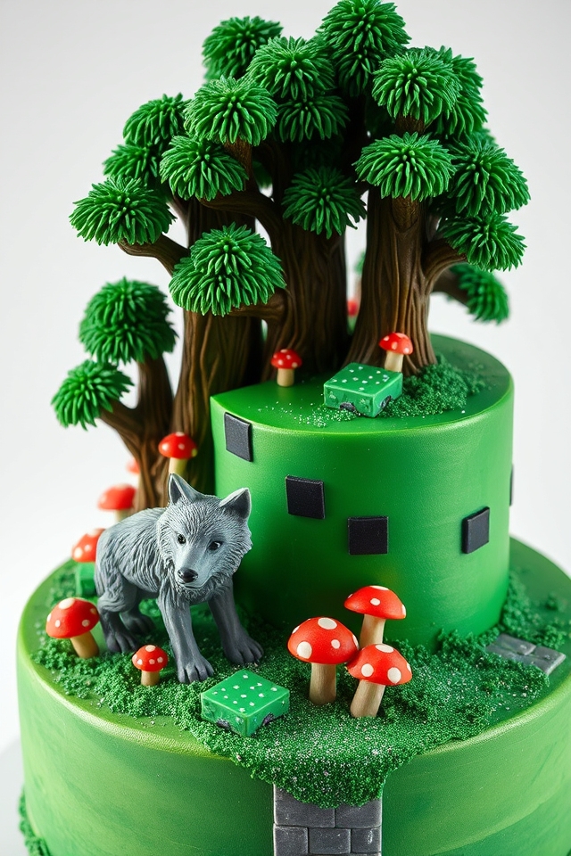 enchanted forest minecraft cake