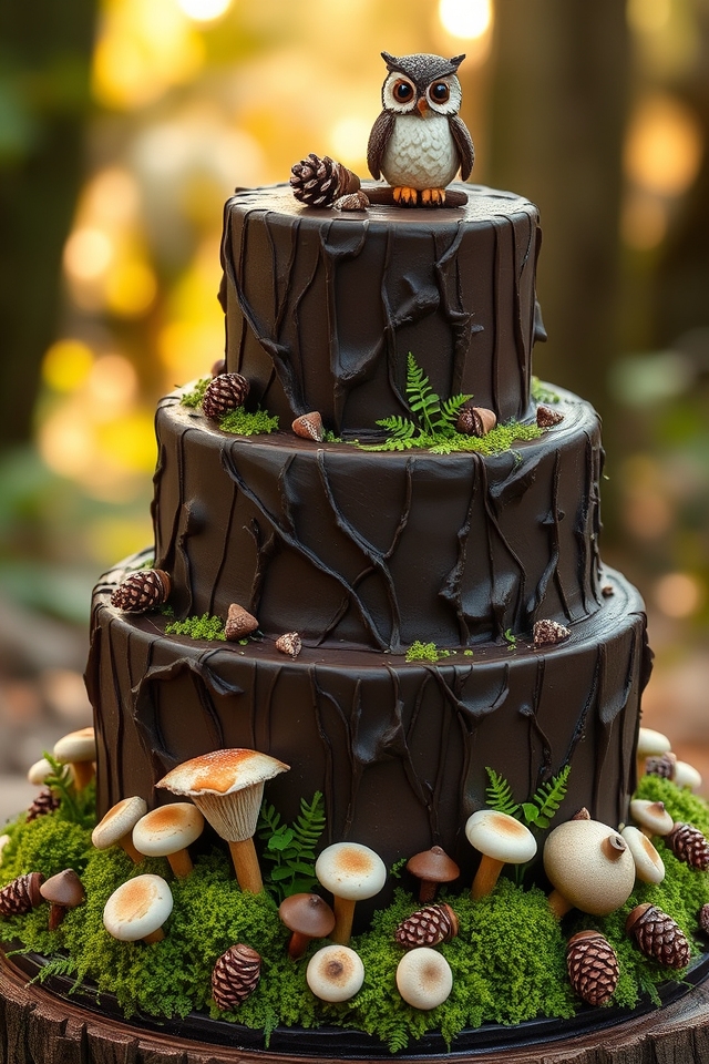 enchanting rustic woodland cake