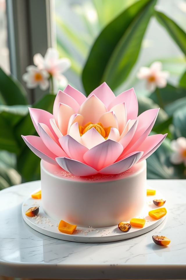 exotic floral lotus cake