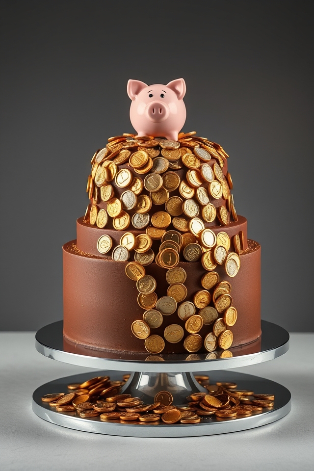 extravagant coin pile cake