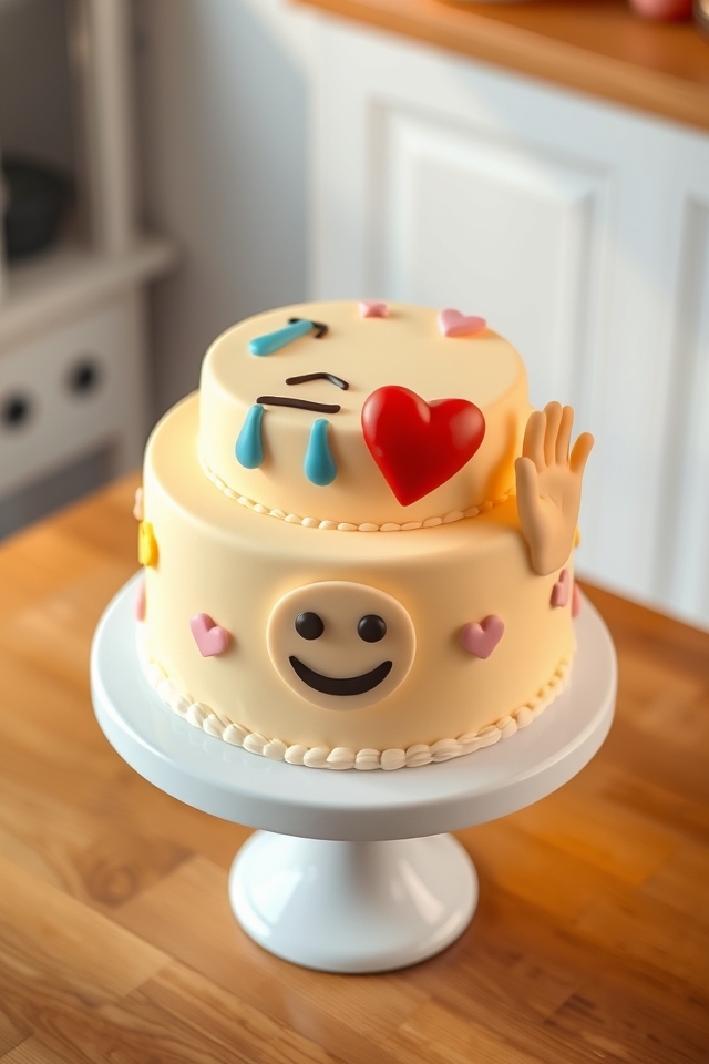 farewell emoji heart cake