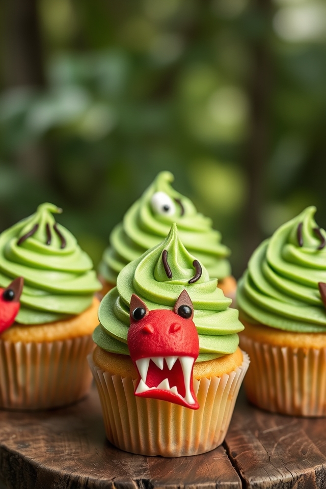 fierce green raptor cupcakes