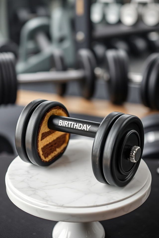 fitness buff dumbbell cake