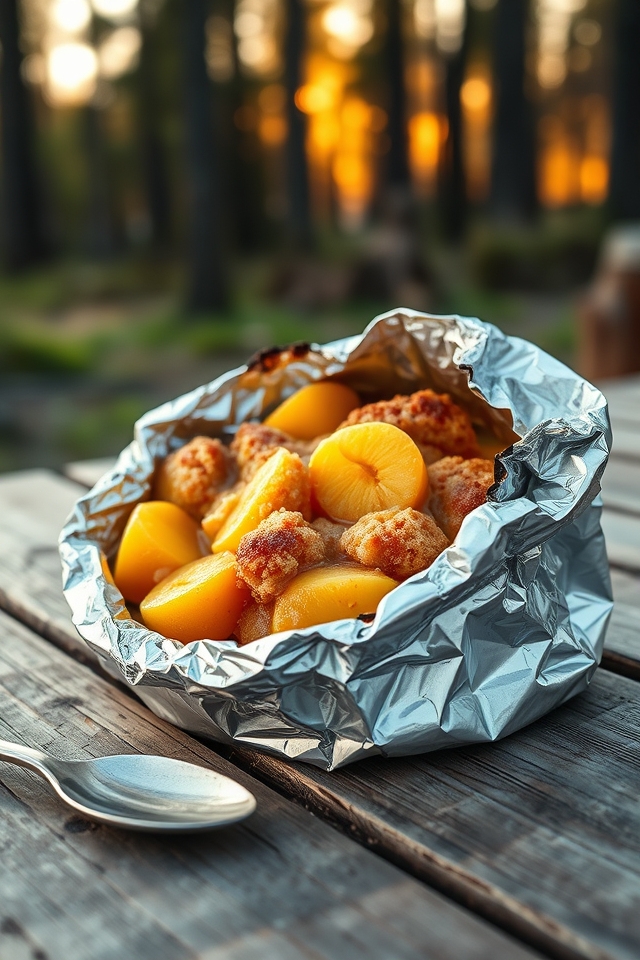 foil packet peach cobbler