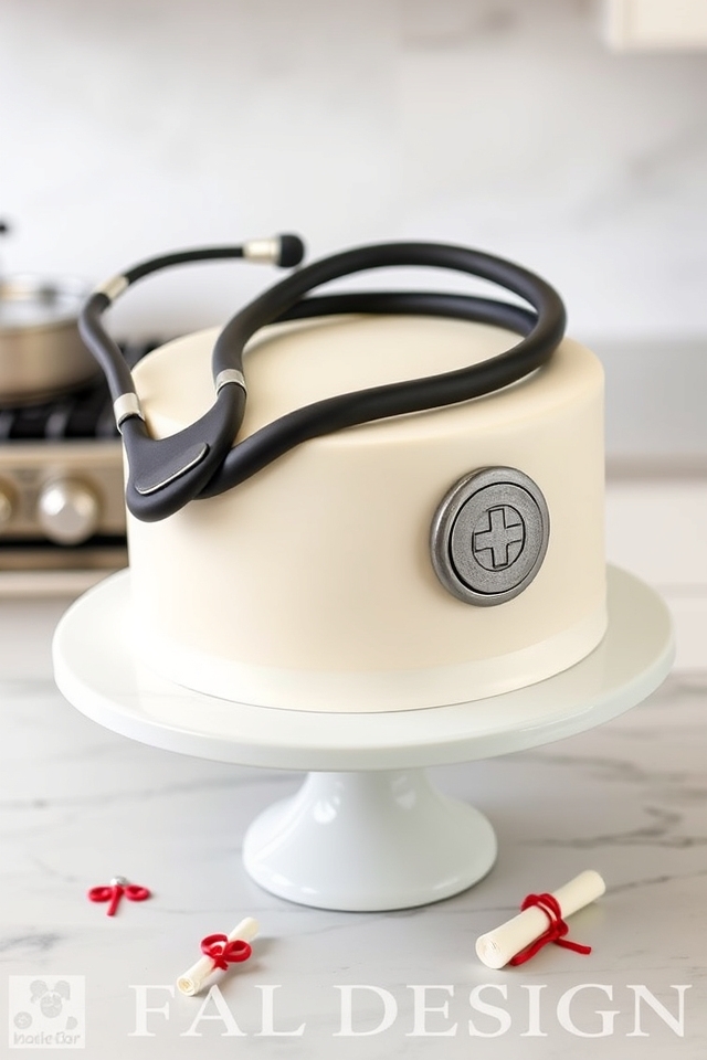 fondant stethoscope graduation cake