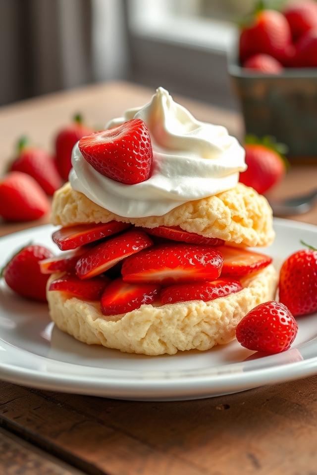 fresh strawberries whipped cream shortcake