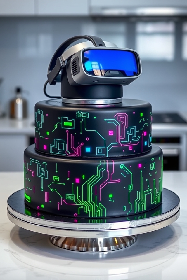 futuristic vr headset cake