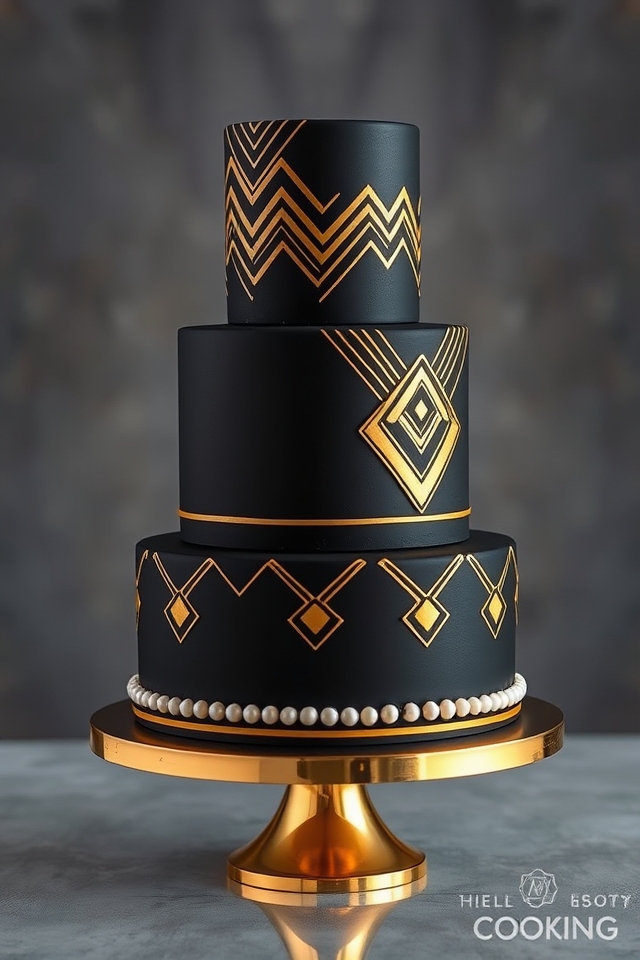 glamorous geometric metallic tiers