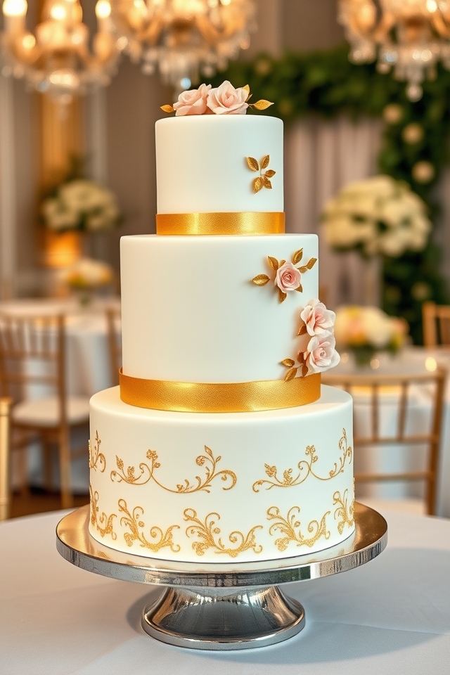 glamorous gold cake accents