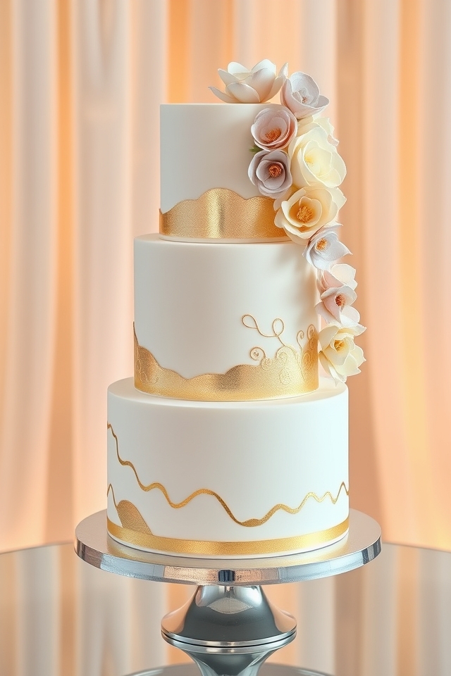 glamorous metallic cake accents