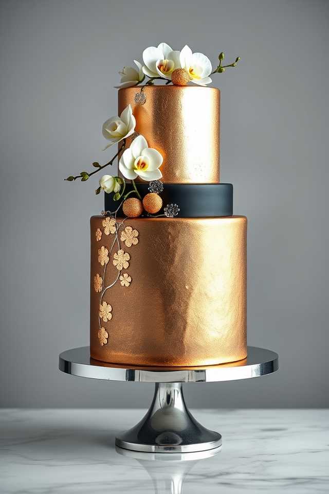 glamorous metallic cake finishes