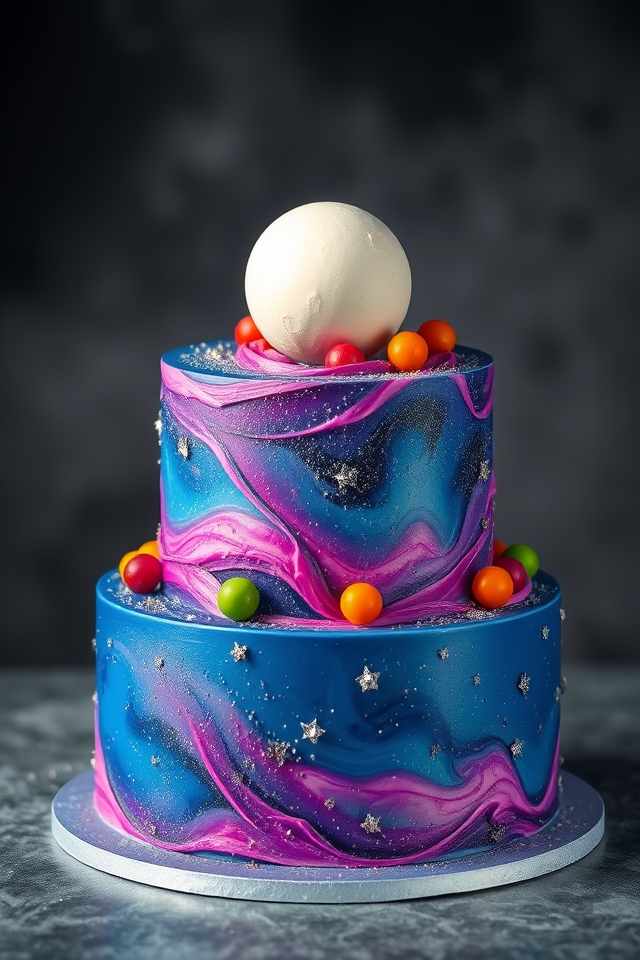 glittery galaxy adventure cake