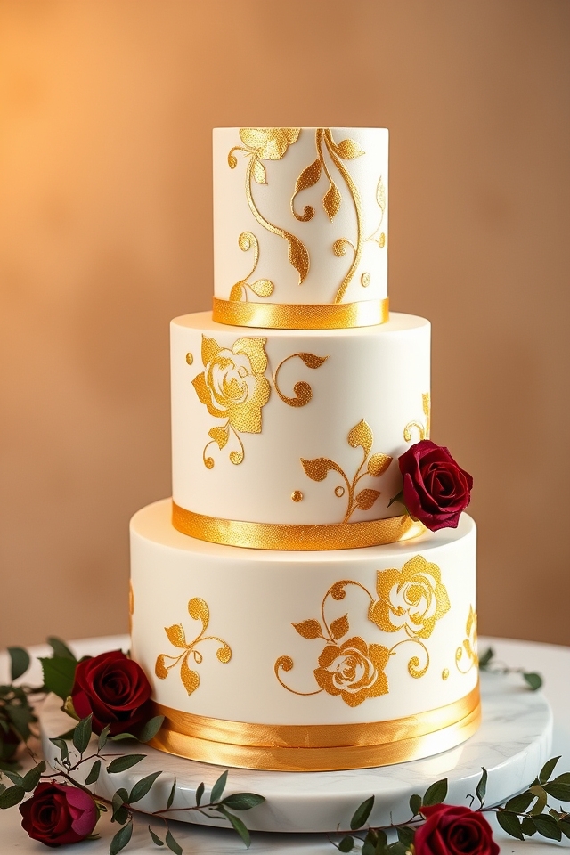 golden accents enhance cakes