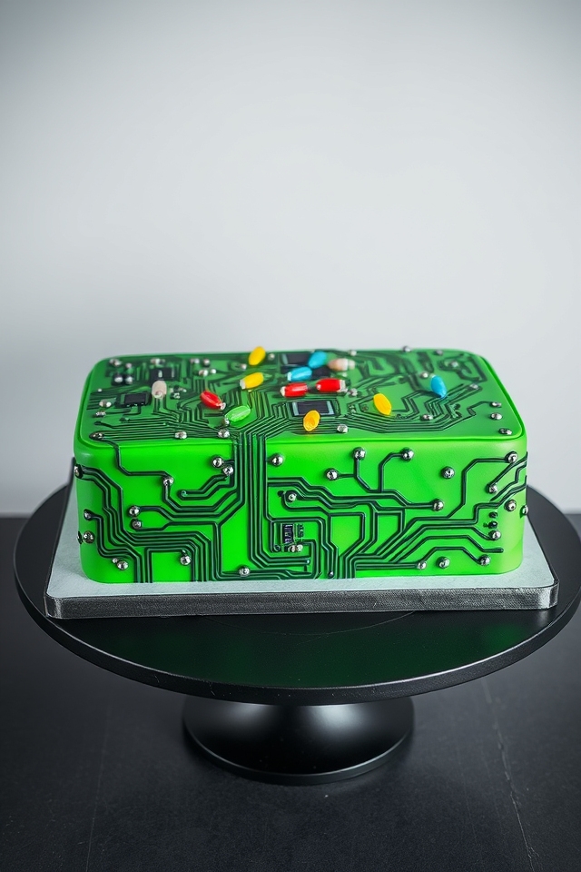 green fondant circuit masterpiece