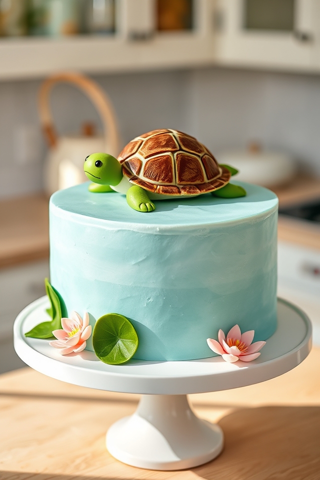 green fondant turtle design