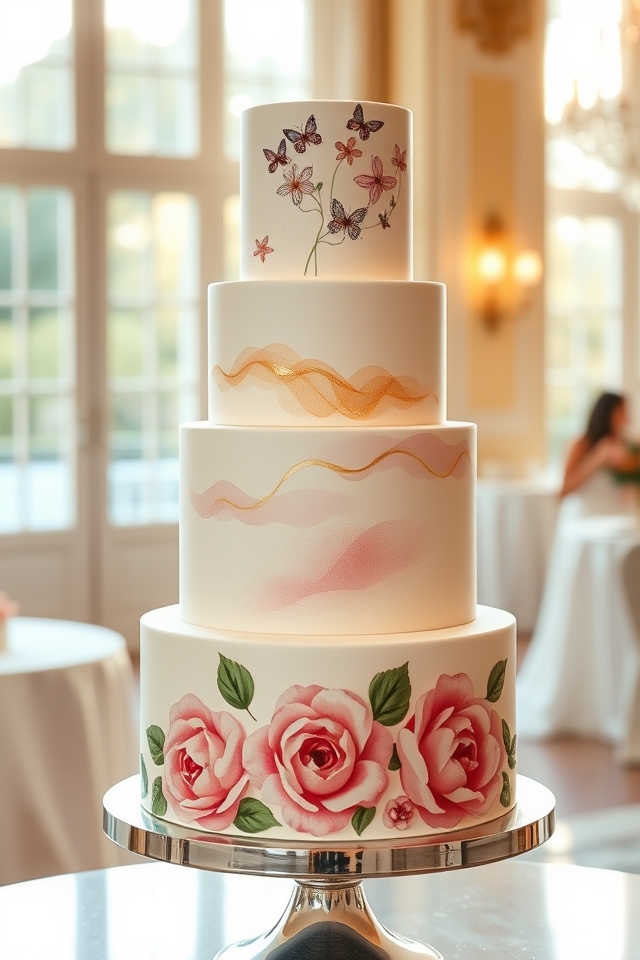 hand painted wedding cake art