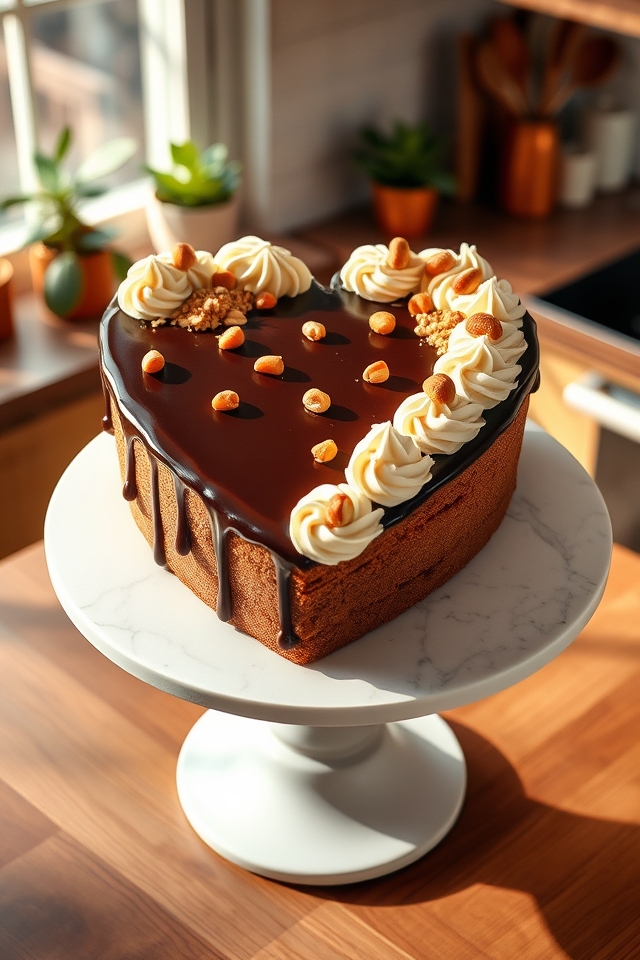 heart shaped hazelnut love cake