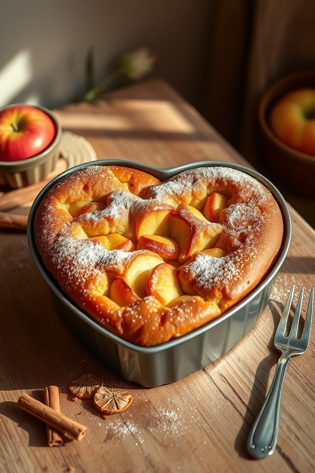 heart shaped spiced apple cake