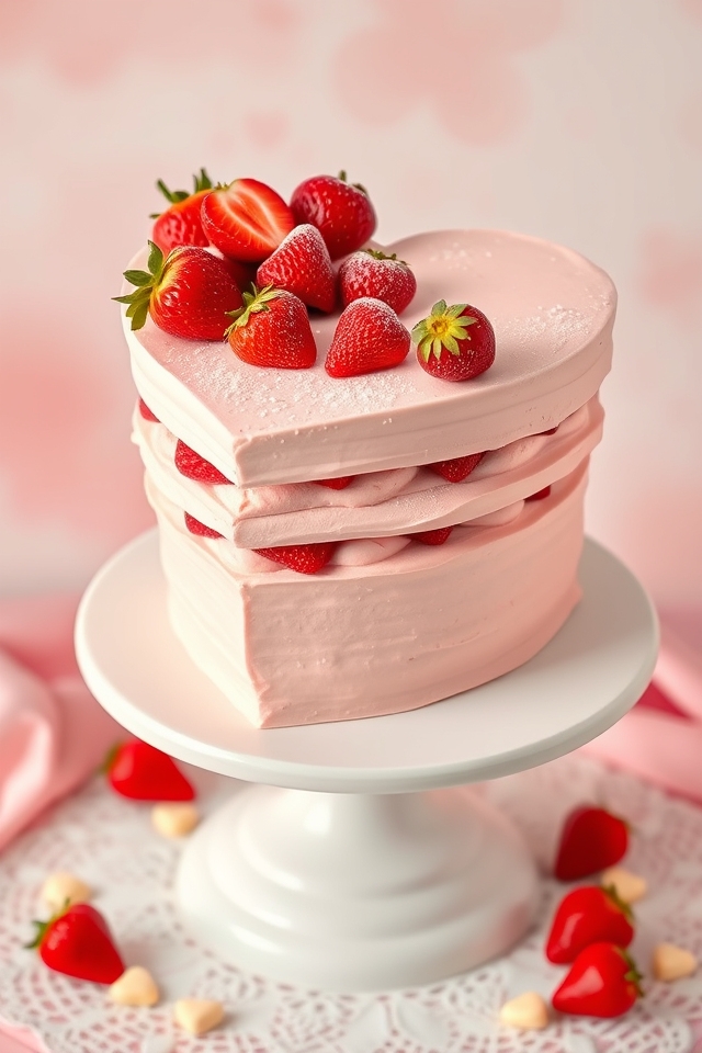 heart shaped strawberry cake