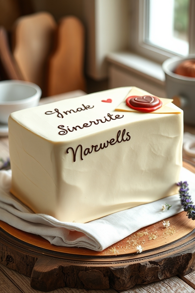 heartfelt handwritten note cake