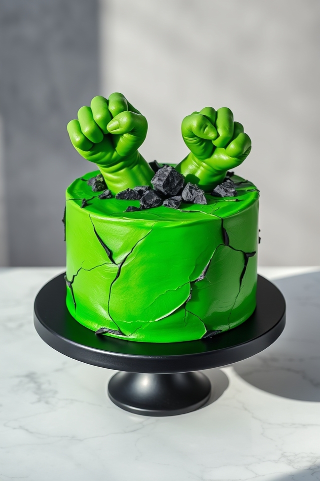 hulk smash green cake