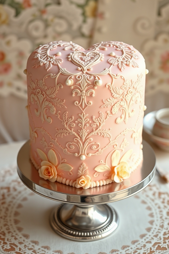 intricate pastel fondant heart