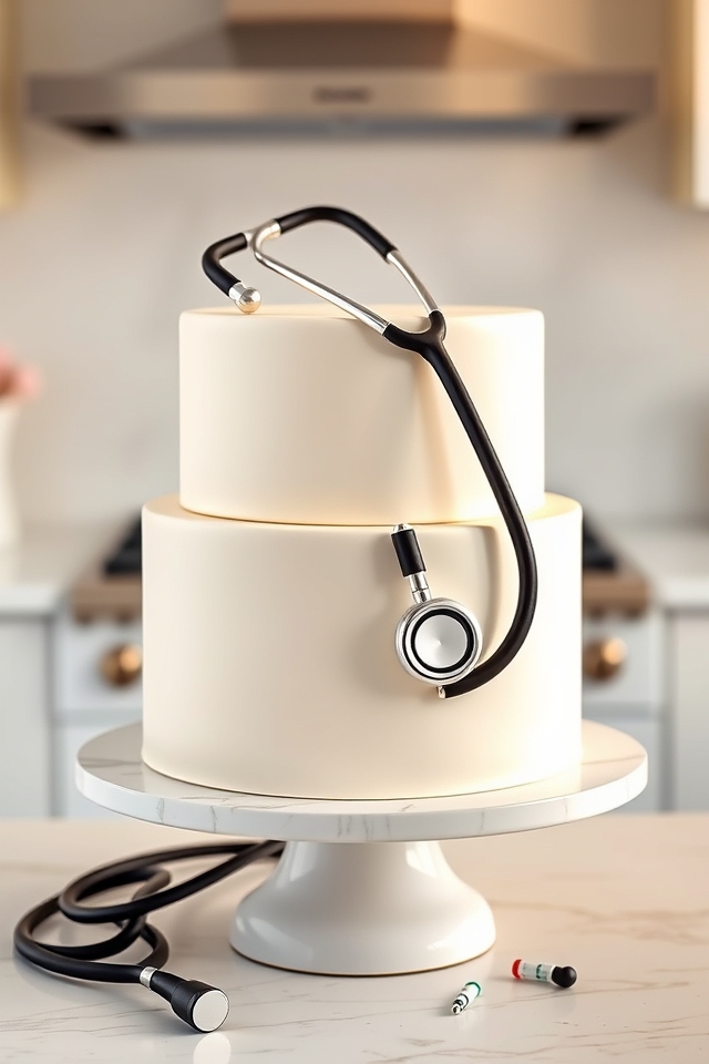 intricate stethoscope themed cake