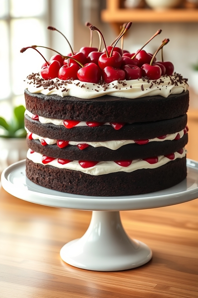 kirsch infused chocolate cake
