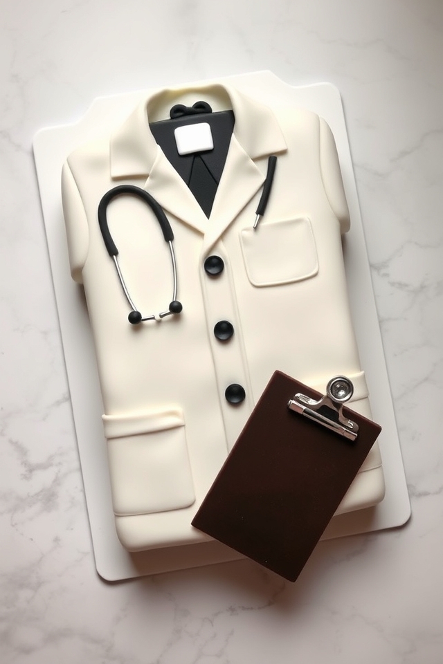 lab coat clipboard cake