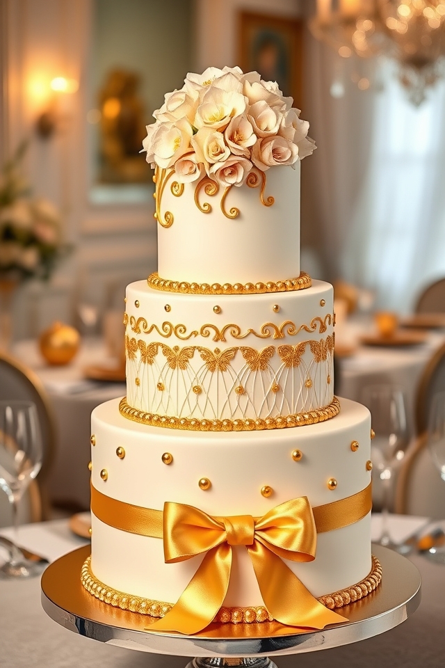 luxurious golden milestone cake