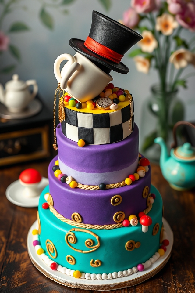 mad hatter s topsy turvy cake