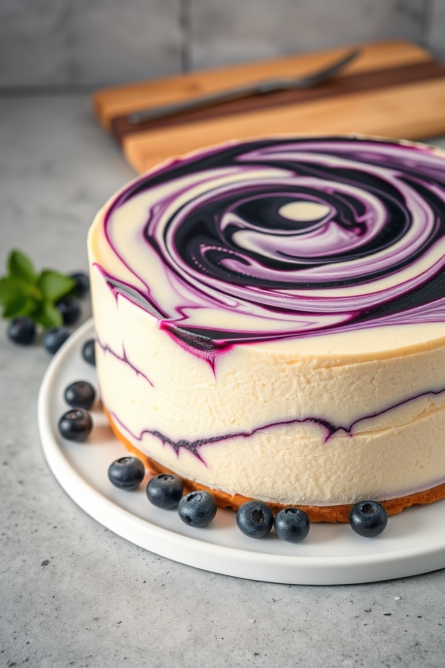 marbled blueberry cheesecake swirl