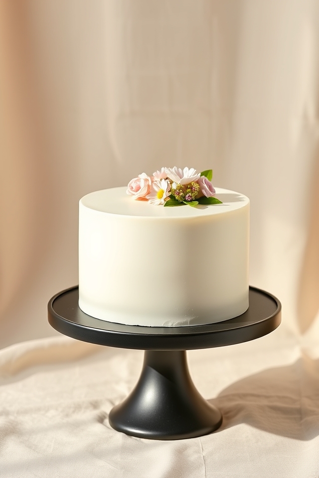 minimal floral plain cake