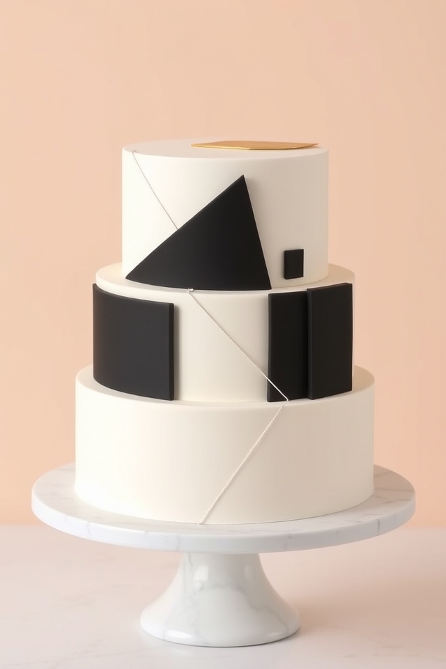 minimalist geometric art cake