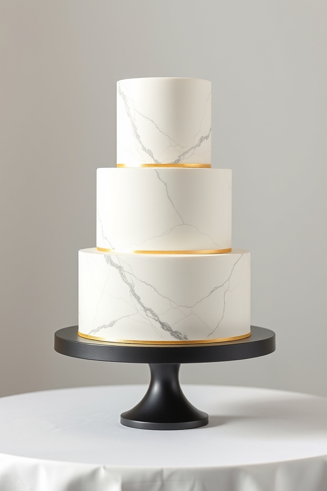 minimalist marble wedding cake