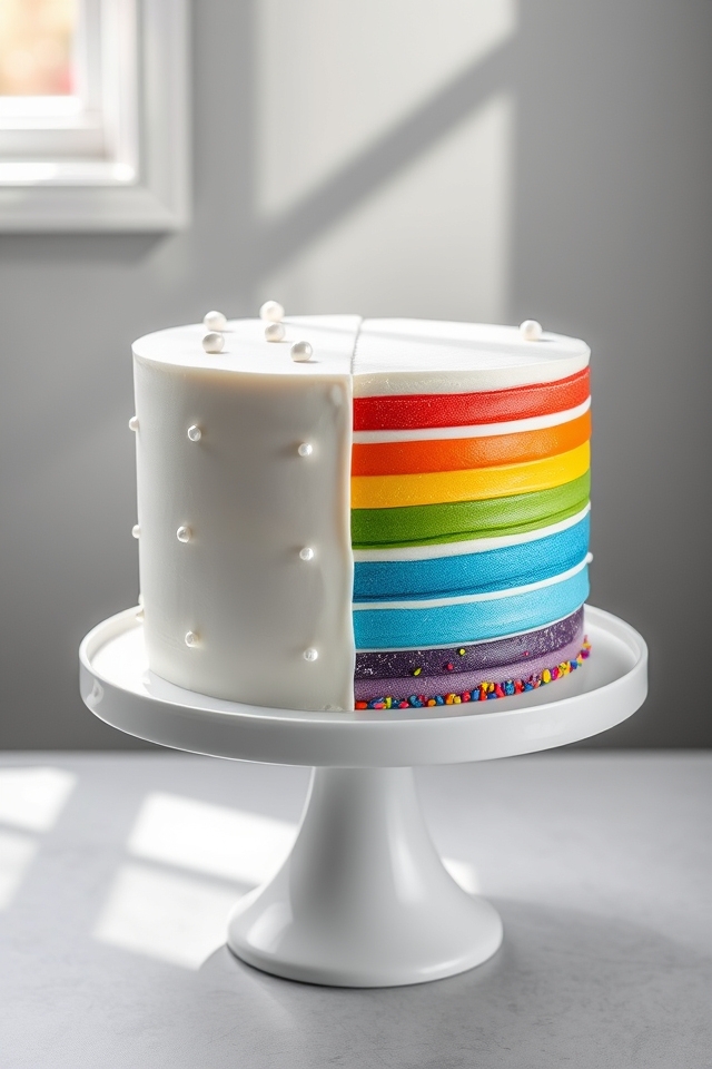 minimalist white rainbow contrast