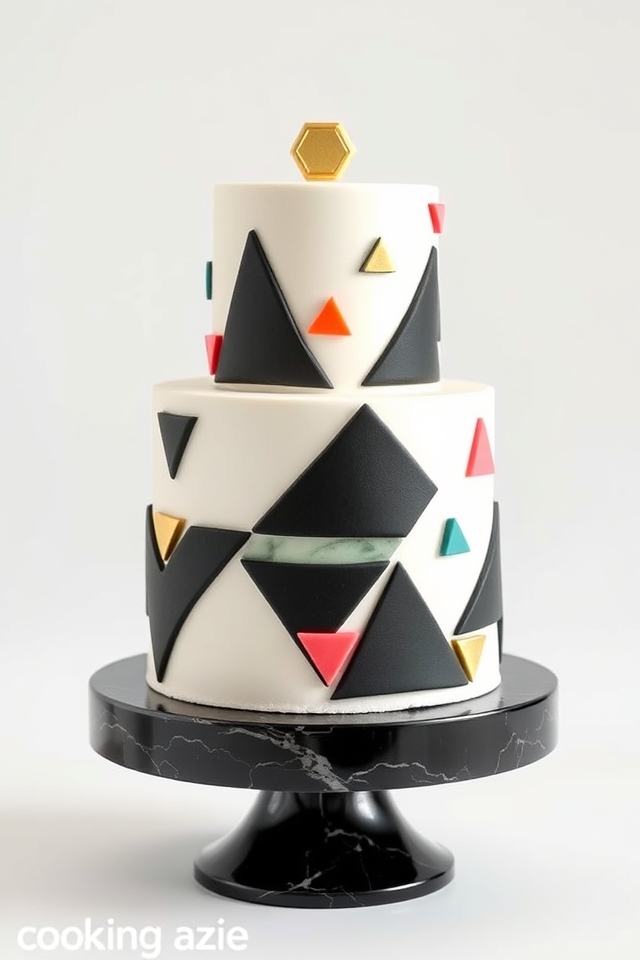 modern bold geometric cakes