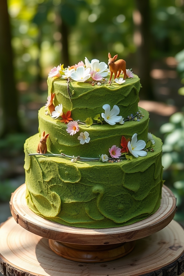 mossy green woodland cakes