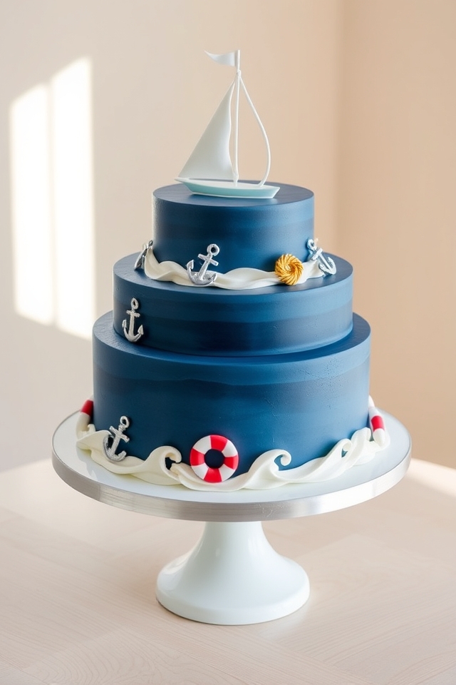 nautical navy sailboat cake