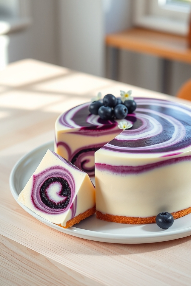 no bake blueberry vanilla swirl
