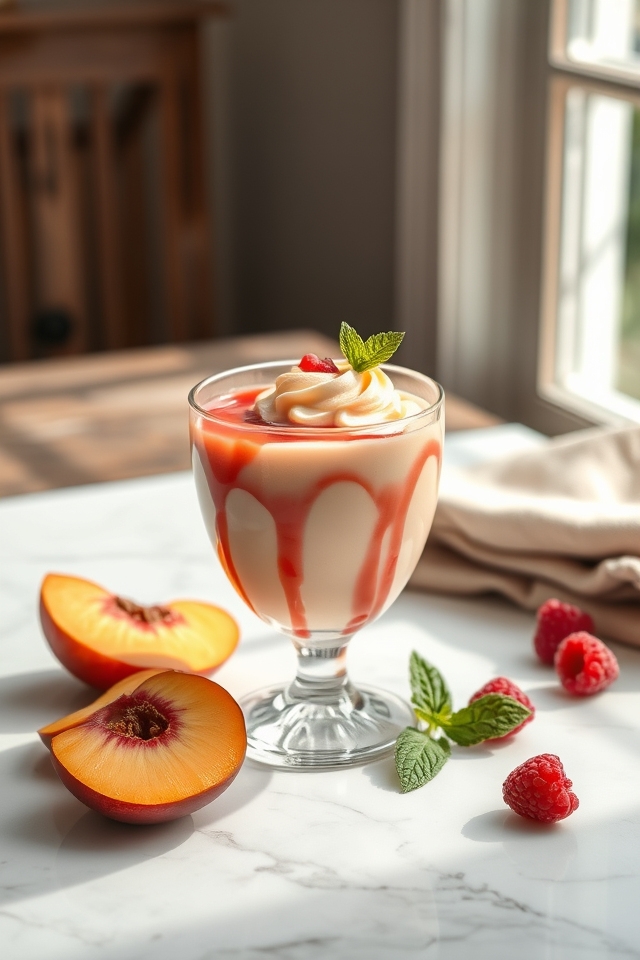 no bake peach raspberry mousse